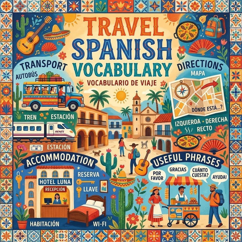 Spanish Travel Vocabulary cover illustration